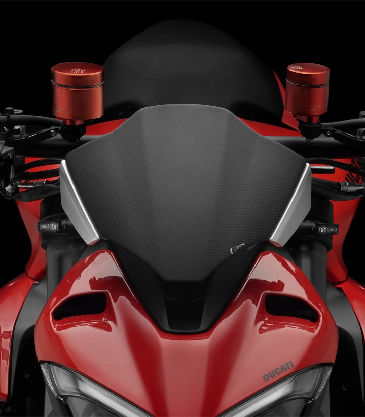 Rizoma Windschild Ducati Streetfighter V2 (22-24) Silber und Carbon ZDM159AK