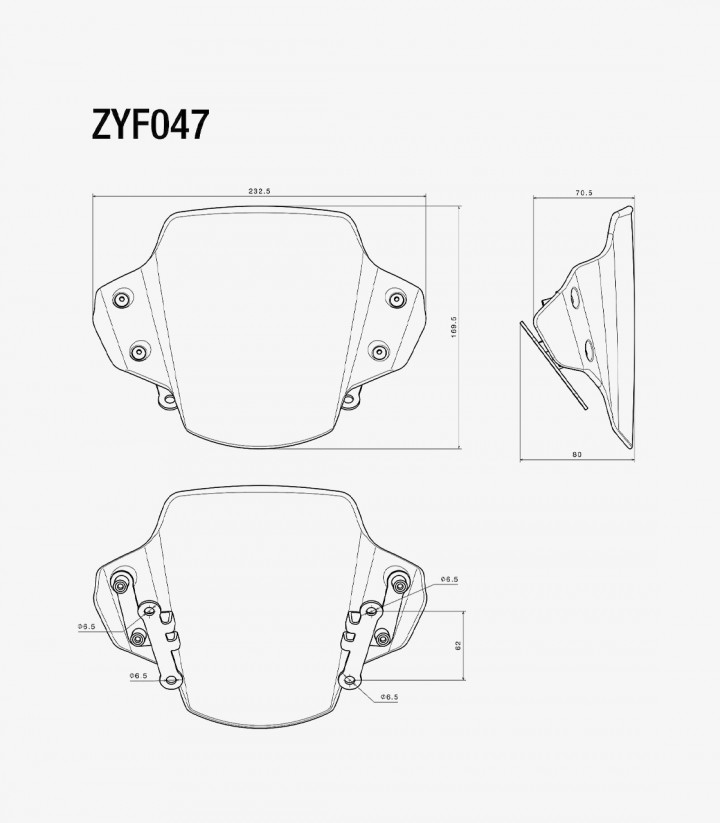Rizoma Windschild Yamaha MT-09 (21-23) Schwarz getönt ZYF047B