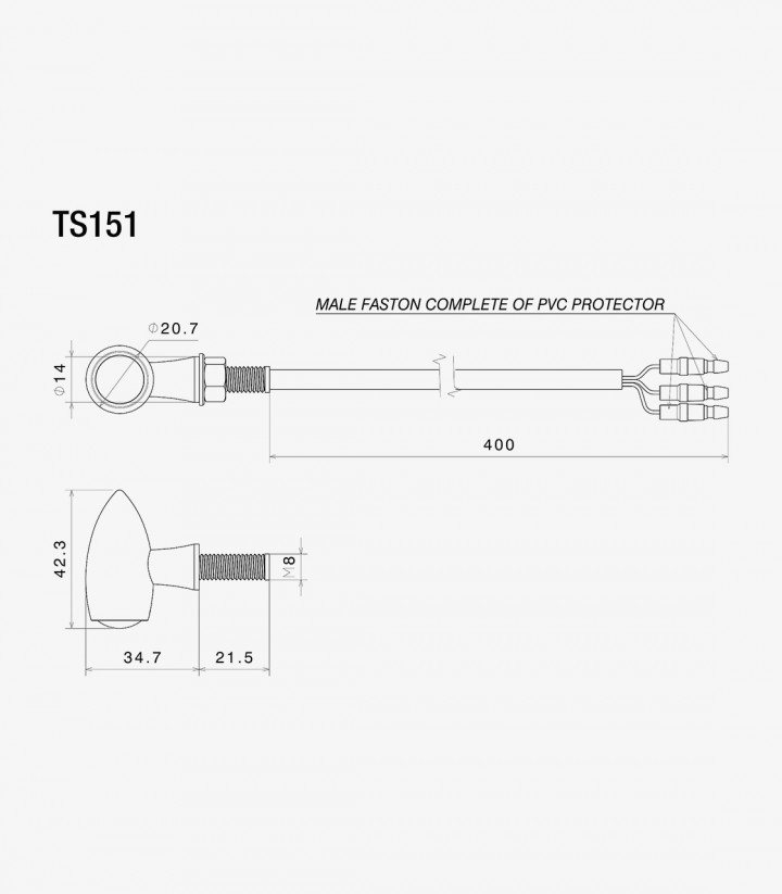 Rizoma Club L Turn Signals (2 functions) Black TS151B