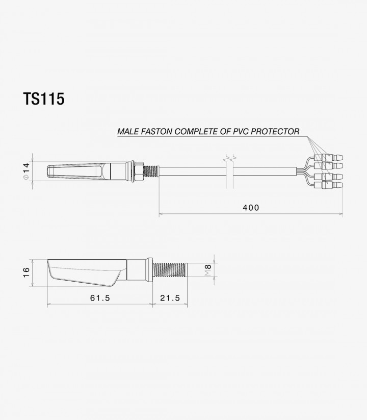 Rizoma Blinker Corsa S (3 Funktionen) Mattschwarz TS115BM