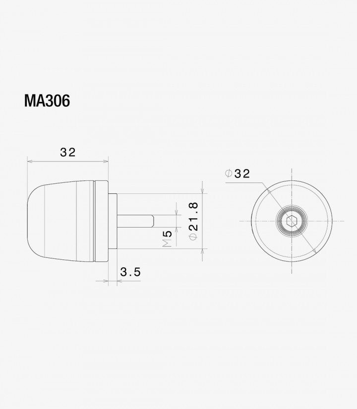 Rizoma Bar End in Black Aprilia RS / Tuono 457 (24-25) MA306B