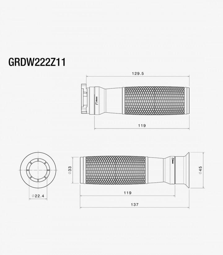Rizoma Urlo Ride by Wire Grips Black GRDW222Z11B