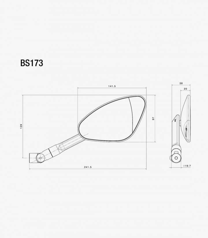 Rizoma Spiegel Genesi Schwarz BS173B+BS174B