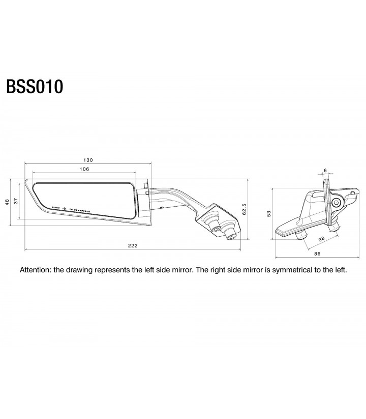 Rizoma Spiegel Stealth Schwarz BSS010B