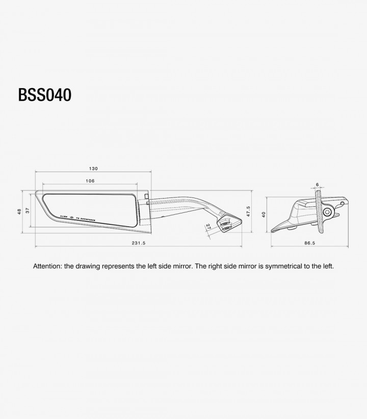 Rizoma Spiegel Stealth Schwarz BSS040B