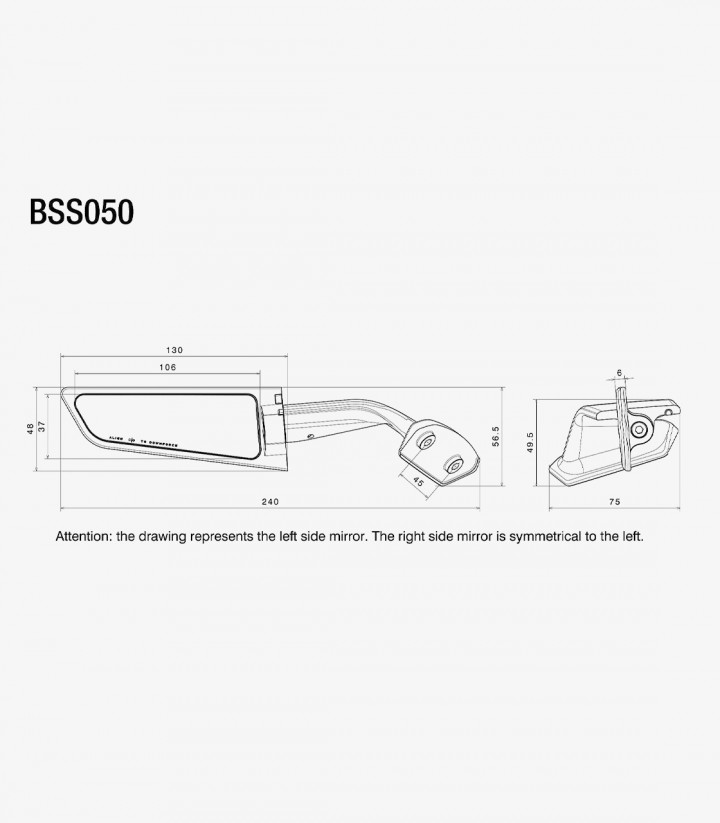 Rizoma Spiegel Stealth Silber BSS050A