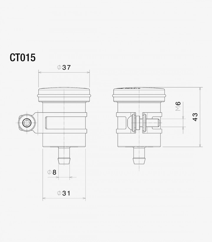 Flüssigkeitsbehälter Hinterradbremse Rizoma Rot CT015R
