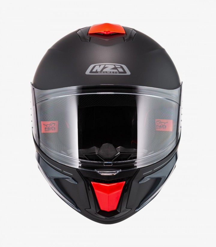 Casco Integral NZI Wake Stream Booster Negro y Rojo mate