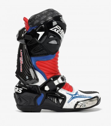 Botas de moto Unisex Rainers 999 GP Carbono Rojo, Blanco y Azul