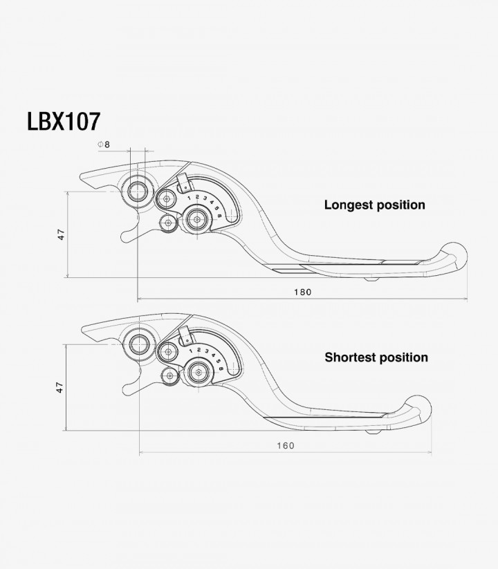 Rizoma Adjustable Plus Brake Lever Honda Africa Twin/CB/CBR/Forza/X-ADV, Kawasaki Versys 1000, Triumph T100/Street/Thruxton/Tige