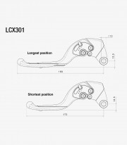 Rizoma Adjustable Plus Clutch Lever Kawasaki Ninja ZX-10R, ZX-6R, Versys 1000, Z 750/800/1000 (05-20) Black LCX301B