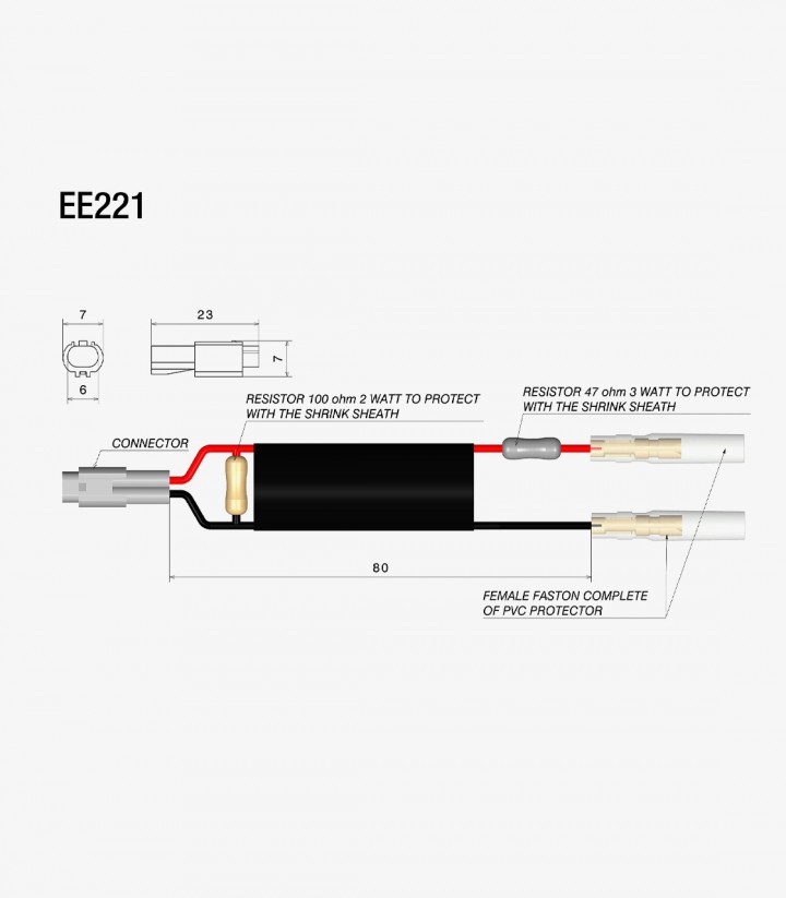 Cable Adaptador con Resistencia Rizoma Honda Hornet, CB 650 R, CBR 650 R, Fireblade RR-R (24–26) EE221H