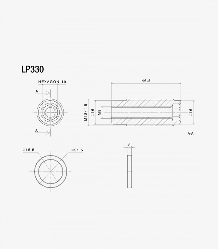 Adaptador Espejos End Mount y PROGUARD Rizoma Ducati Panigale 899 / 959 / 1199 / 1299 / V2 (12-25) LP330B