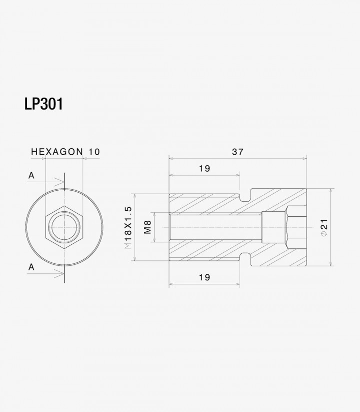 Adapter End-Mount-Spiegel und PROGUARD Rizoma Yamaha TMAX 560 (22-26) LP301B