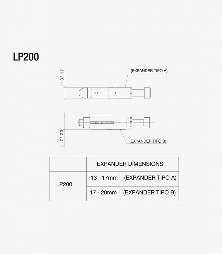Rizoma Adapter für End-Mount-Spiegel & PROGUARD, Universal-Lenker – Innendurchmesser Ø 13 bis 20 mm LP200B