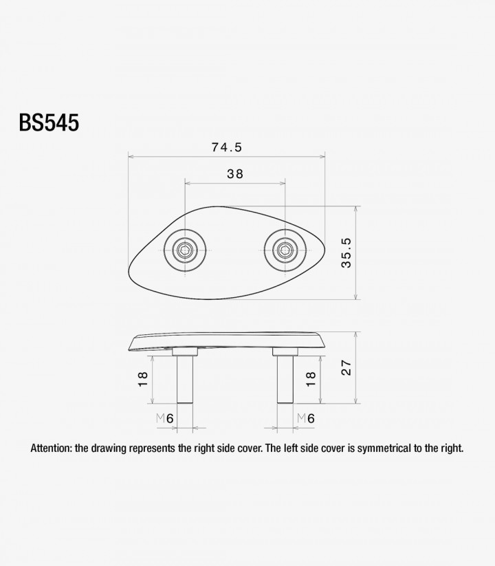 Cubre-orificios de Espejo para Carenado Rizoma Aprilia RS 660 / RSV4 1100 (21-24) BS545B