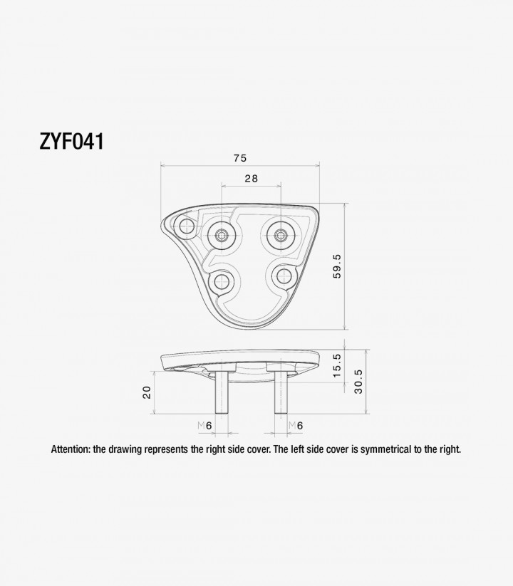 Abdeckung für Spiegelöffnung der Verkleidung Rizoma Yamaha YZF R1 (20-25) ZYF041B