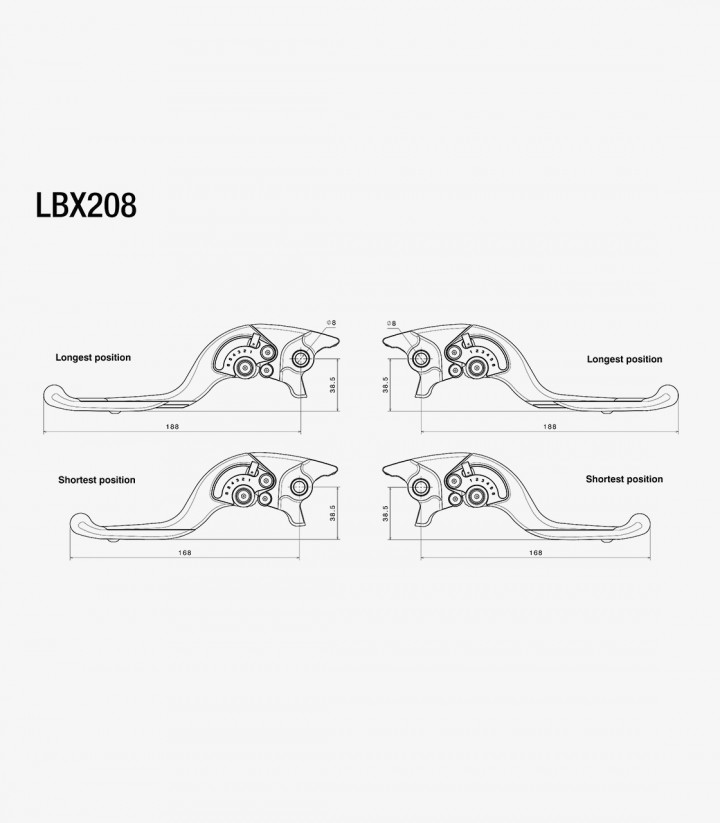 Manetas de Freno Adjustable Plus Rizoma Yamaha T-Max 530 / 560 (17-25) Negro LBX208B