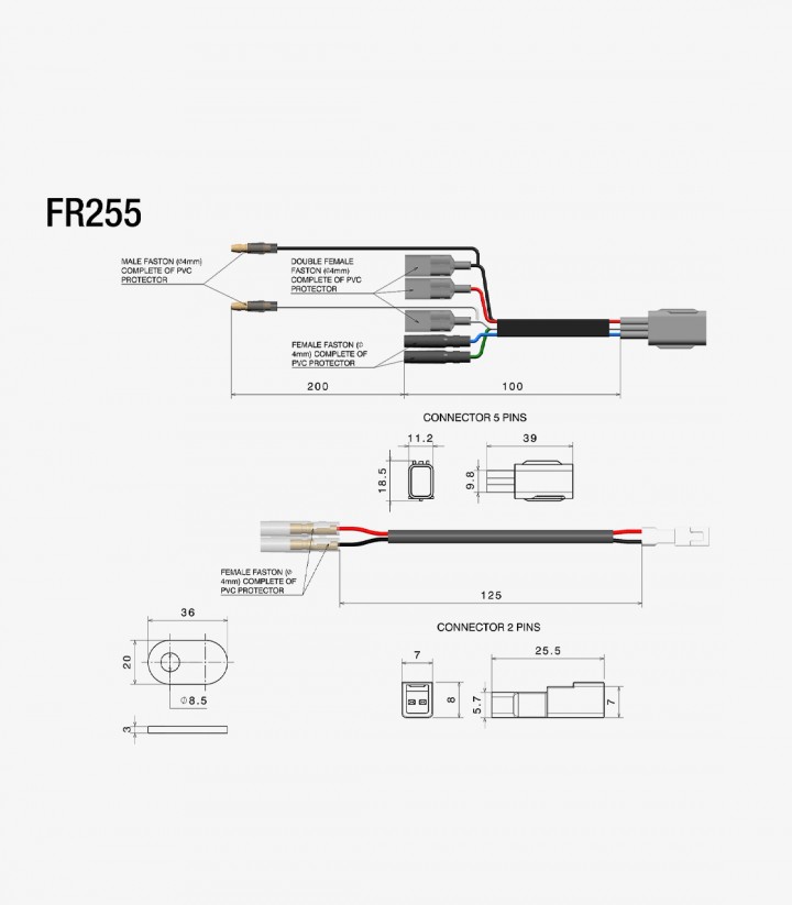 Cable Adaptador con Soporte Intermitente Rizoma Aprilia RSV4 1100 / Factory (25) FR255B