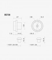 Rizoma End-Mount Mirror Adapter Ducati DesertX, Hypermotard 698, Multistrada V2, Multistrada V4 (21-25) BS738B