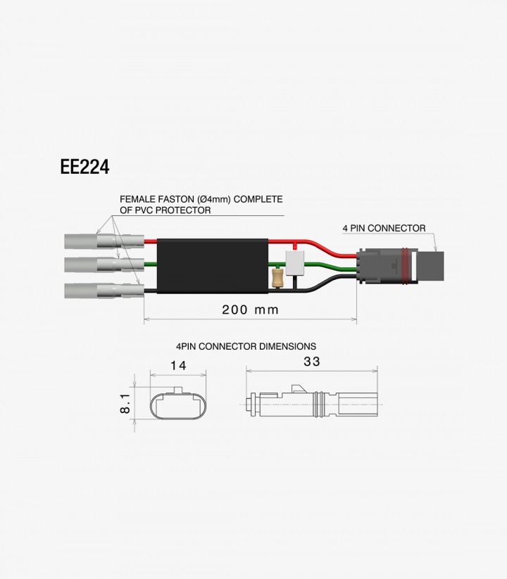 Kit Cableado Intermitentes Traseros Rizoma para BMW CE 04, M 1000 R/RR/XR, R 1300 GS Adventure, S 1000 R/RR/XR (21-25) EE224H