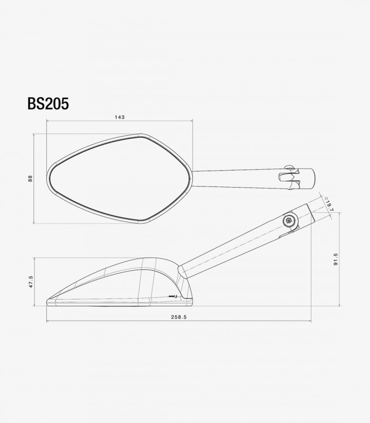 Retrovisores Rizoma Veloce Negros BS205Bx2
