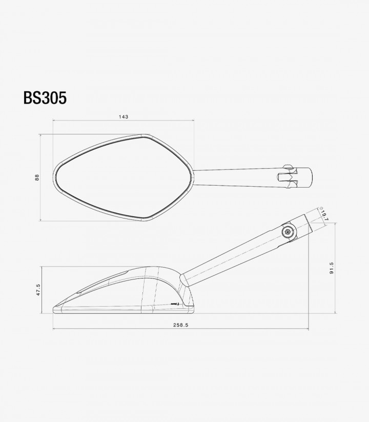 Retrovisores Rizoma Veloce L Negros BS305Bx2