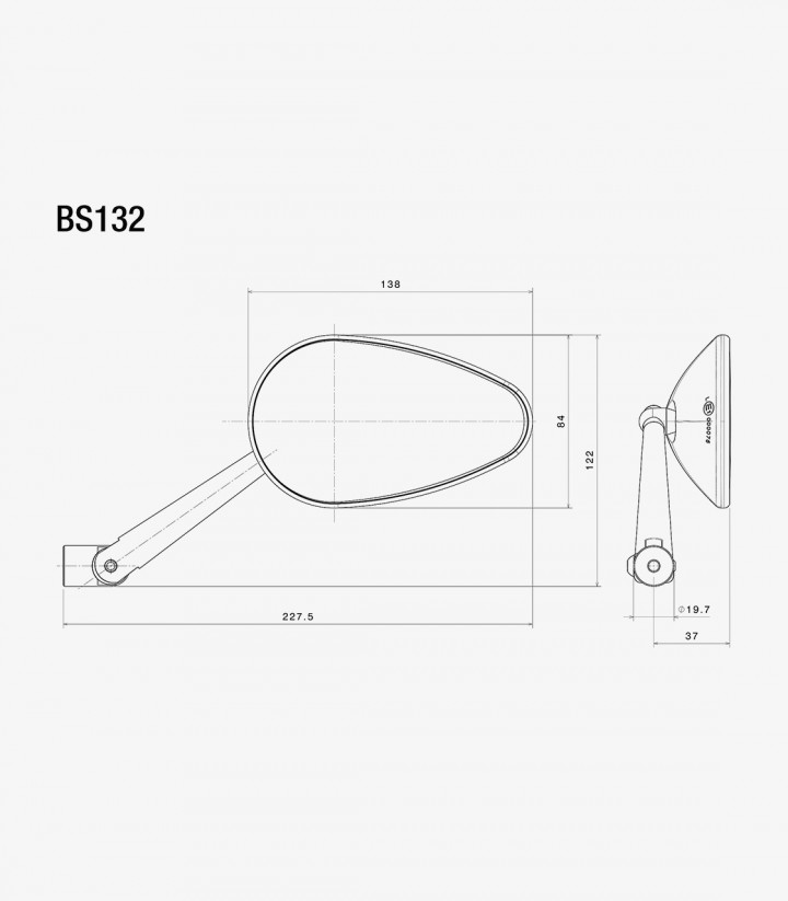 Rizoma Spiegel Radial RS Schwarz BS132Bx2