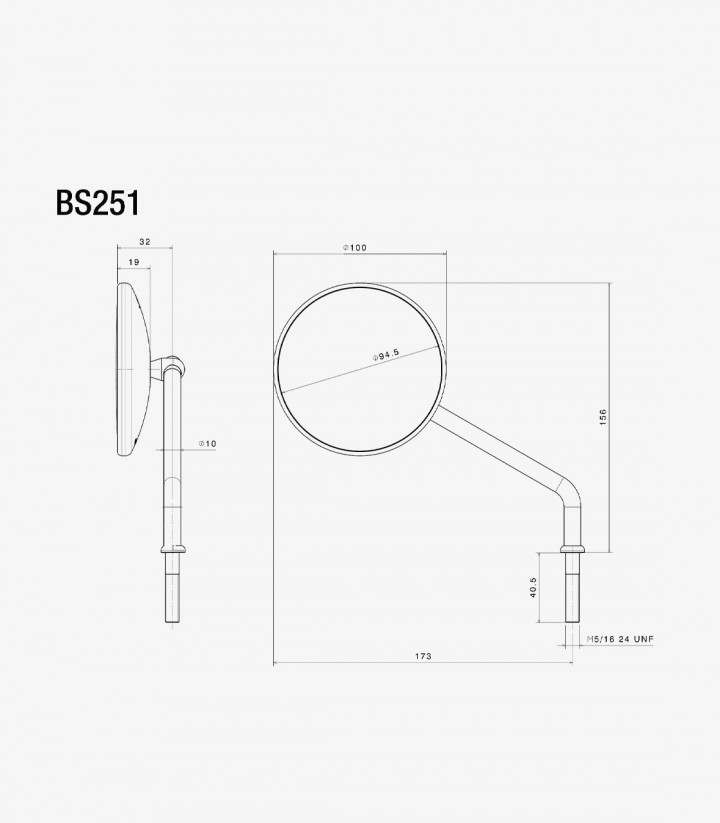 Rizoma One Black Mirrors BS251Bx2