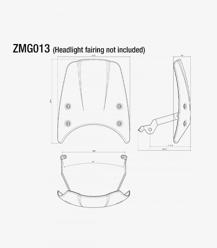 Windschild-Adapter Rizoma Moto Guzzi V7 (21-26) ZMG013B