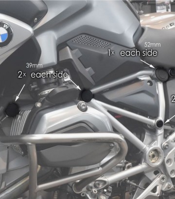 Tapones Chasis Puig BMW R1200GS / Rallye, R1250GS, R1200/250GS Adventure (13-24). en Negro 9332N