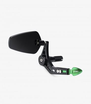 Protector de Maneta Embrague / Freno Puig Con Retrovisor Pro Universal Verde 21440V+21441V