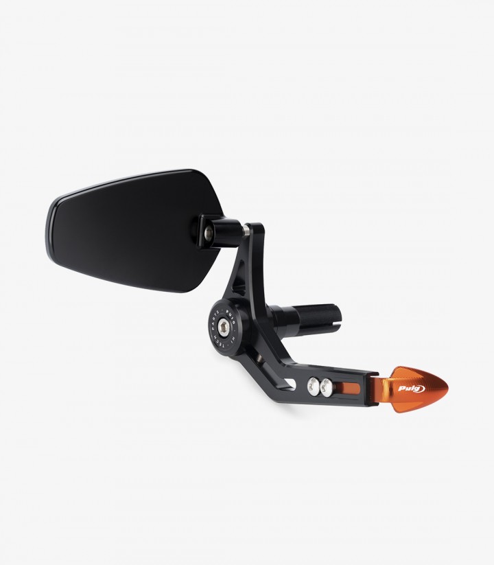 Protector de Maneta Embrague / Freno Puig Con Retrovisor Pro Universal Naranja 21440T+21441T