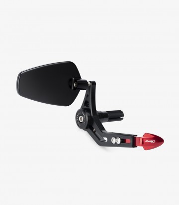 Protector de Maneta Embrague / Freno Puig Con Retrovisor Pro Universal Rojo 21440R+21441R