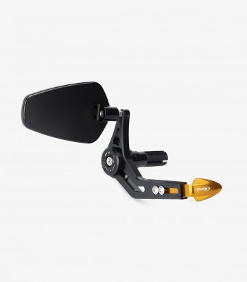 Protector de Maneta Embrague / Freno Puig Con Retrovisor Pro Universal Dorado 21440O+21441O