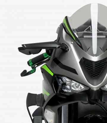 Retrovisores Aileron Puig en Negro Kawasaki Ninja 400, ZX-6R / 10R / 10RR (18-26) 21285N+21286N