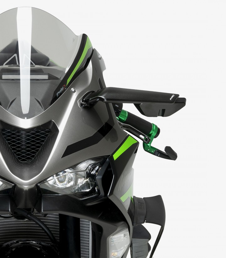 Retrovisores Aileron Puig en Negro Kawasaki Ninja 400, ZX-6R / 10R / 10RR (18-26) 21285N+21286N