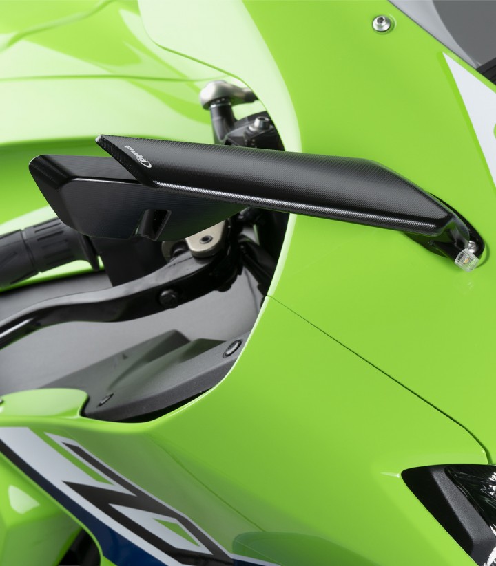 Puig Aileron Mirrors in Black for Kawasaki Ninja 400, ZX-6R / 10R / 10RR (18-26) 21285N+21286N