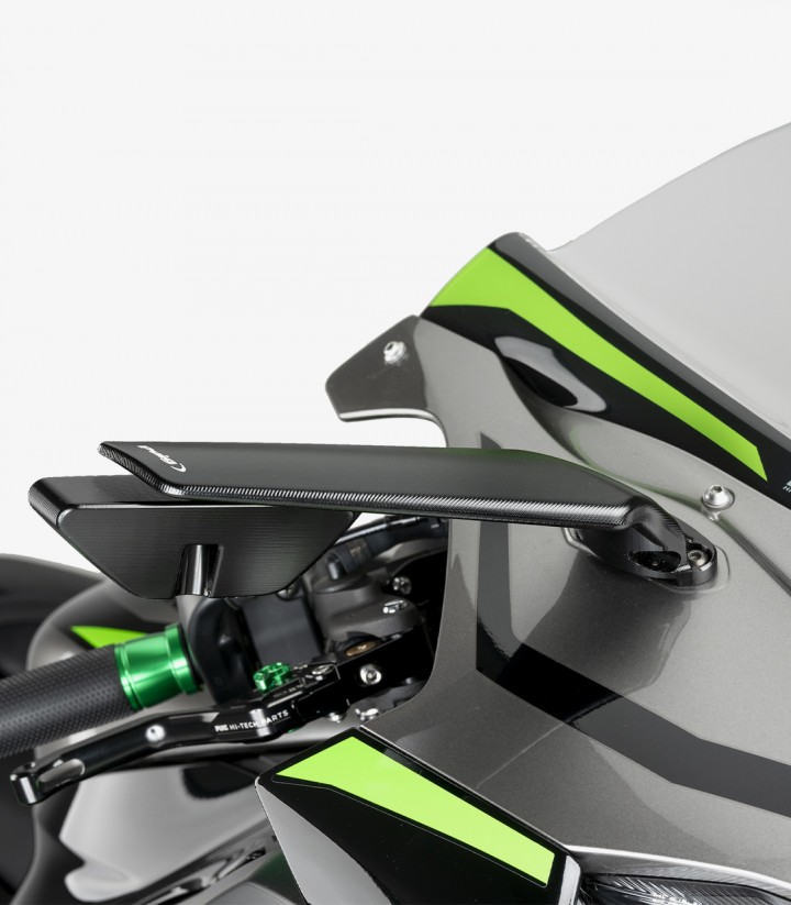Retrovisores Aileron Puig en Negro Kawasaki Ninja 400, ZX-6R / 10R / 10RR (18-26) 21285N+21286N