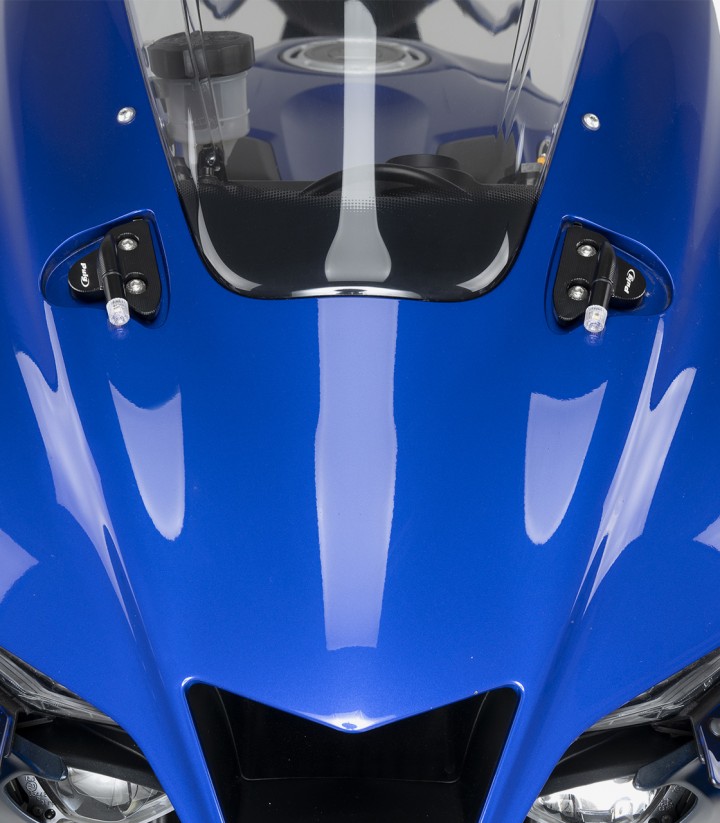 Spiegelabdeckungen mit Blinker Tab Puig in Schwarz für verschiedene Yamaha-Modelle 22042N