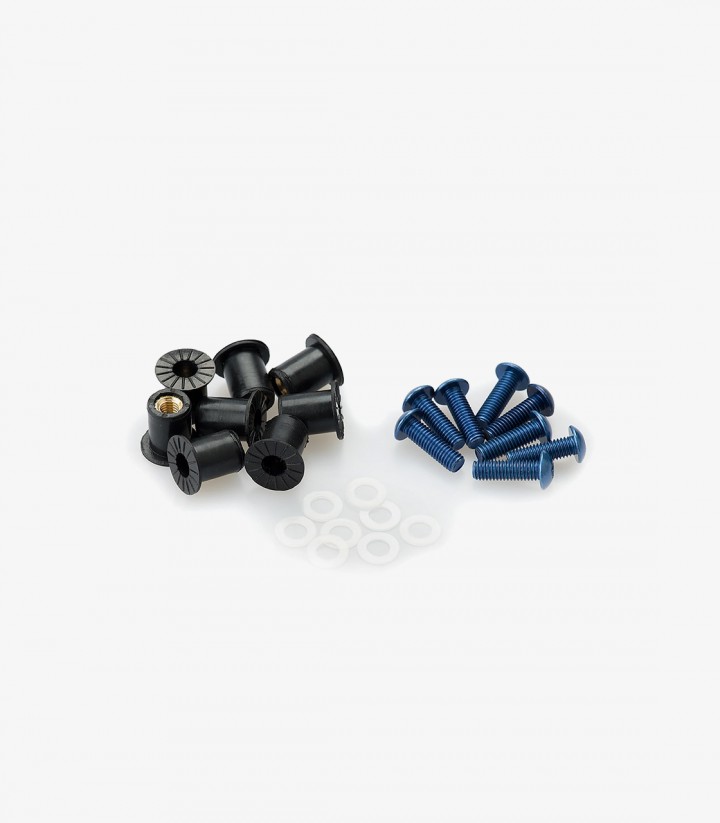 Blisterpackung 6 Schrauben M5 mit Silentblöcken Blau Puig 0957A