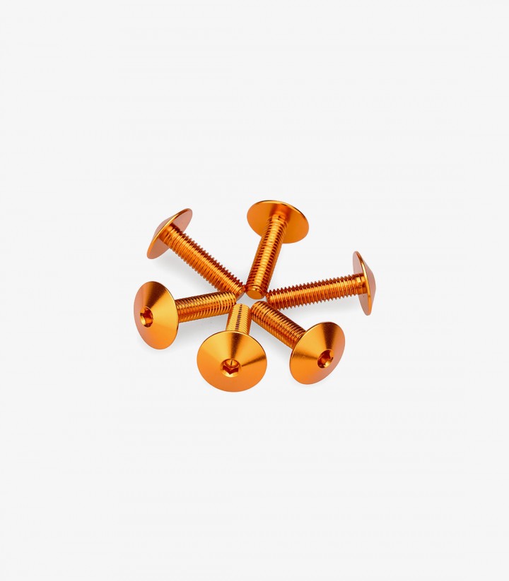 Kit 6 Tornillos M5x20 con Cabeza Ø13,9mm Naranja Puig 21766T
