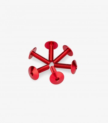 Kit 6 Tornillos M5x20 con Cabeza Ø13,9mm Rojo Puig 21766R