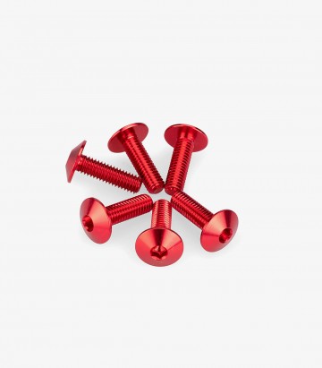 Puig 6 M6x20 Screws Kit with Ø13.9 mm Head in Red 21764R
