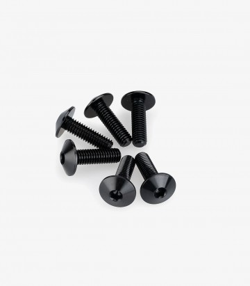 Puig 6 M6x20 Screws Kit with Ø13.9 mm Head in Black 21764N