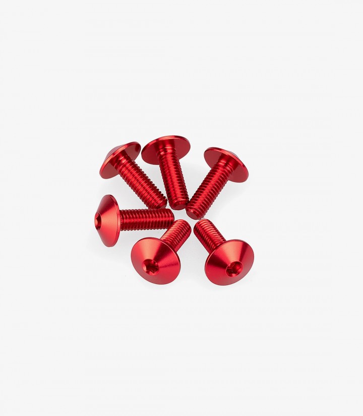 Kit 6 Tornillos M5x15 con Cabeza Ø11,8mm Rojo Puig 21763R