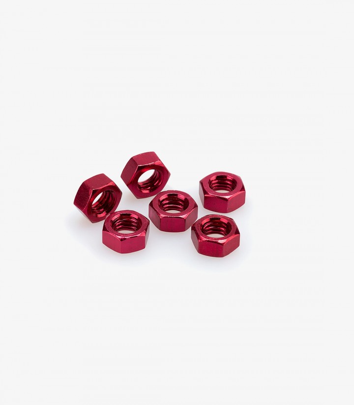 Blister mit 6 Muttern M8 in Rot Puig 0863R