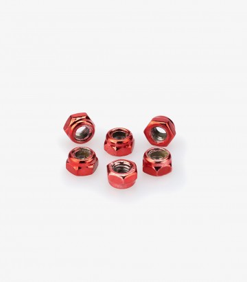 Blister mit 6 Selbstsichernde Muttern M5 in Rot Puig 0735R