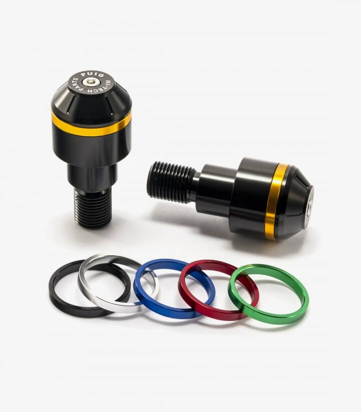 Contrapesos Cortos con aro Puig color Negro para Yamaha FZ, MT, TDM, T-MAX, XJ6, XJR, X-MAX, XSR, YZF