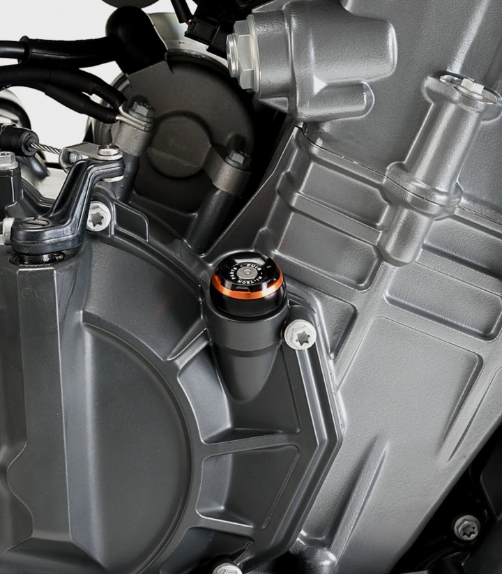 Tapón Cárter Track Puig Naranja 20346T para varios modelos de CFMOTO, Husqvarna, KTM y Triumph